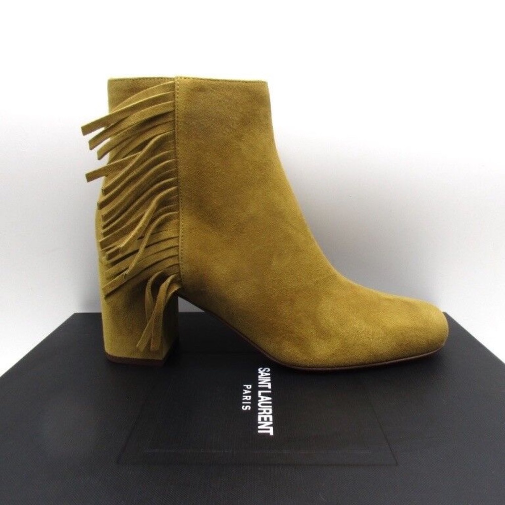 Yves Saint Laurent Babies 70 Fringe Zip Ankle Boots Booties 38.5